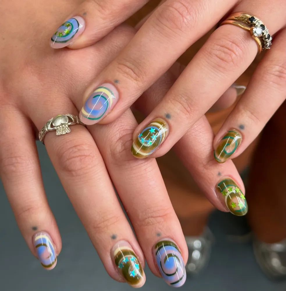 Cosmic Swirl Nails