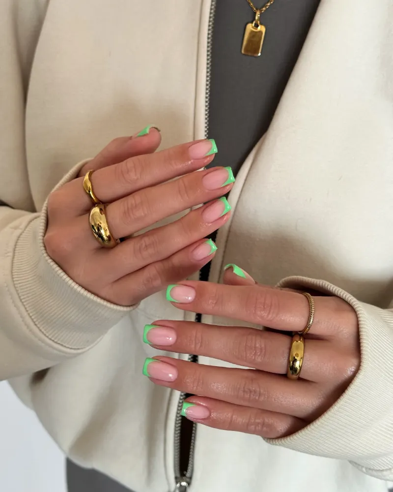 Neon Green French Tips