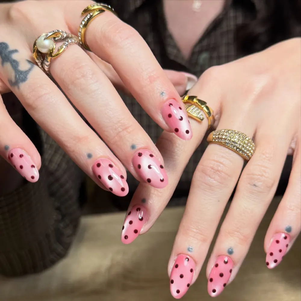 Pink Polka Dot Nails