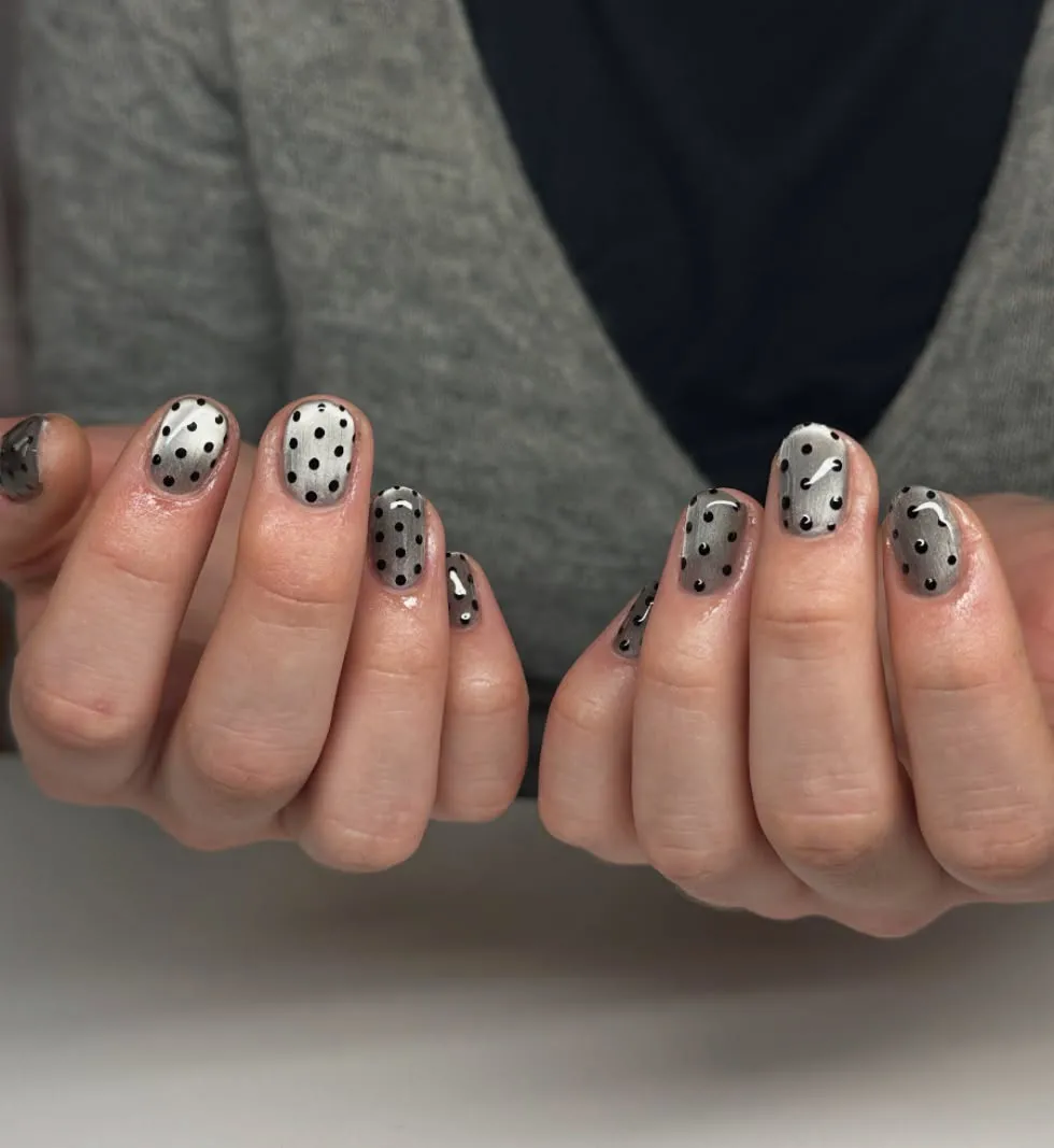 Silver Polka Dot Nails