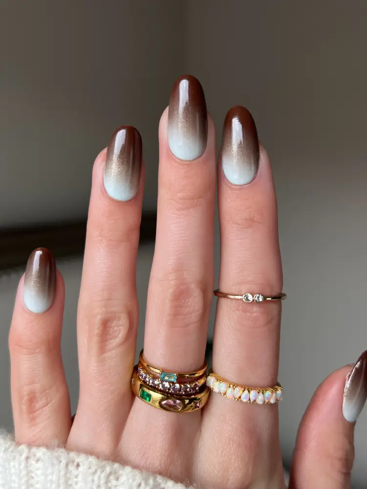 Brown Chrome Ombre Nails View